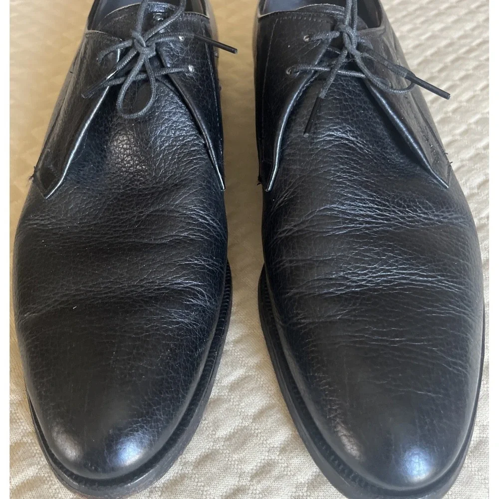 Nettleton‎ VTG Black Pebble Grain Leather Plain Toe Derby Oxford Shoes Mens 9